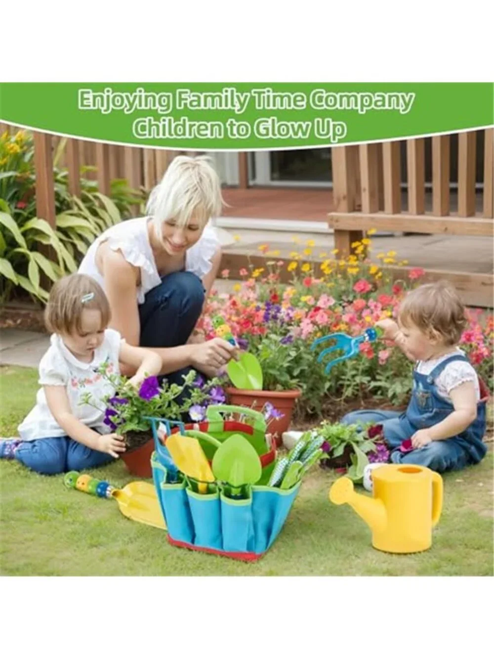 Kids Gardening Tool Set Watering Can Tote Bag Gloves Shovel Rake Garden Toys